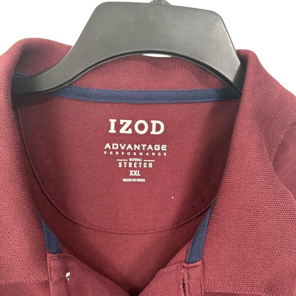Izod Advantage Performance Polo Shirt SZ XXL Burgundy Cotton Blend Stretch - Picture 3 of 10
